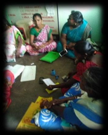 Women SHG members at a group meeting